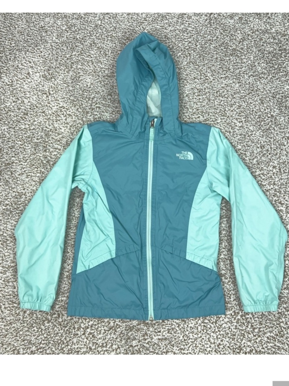 The North Face Jacket Girl Medium Green Hooded DryVent Zipline Rain Coat Outdoor